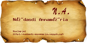 Nádasdi Annamária névjegykártya